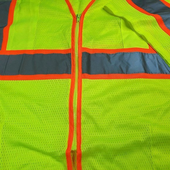 River City Zip up 2X Short Sleeve Reflective Safety Shirt Yellow - Silver/Orange - Picture 4 of 9